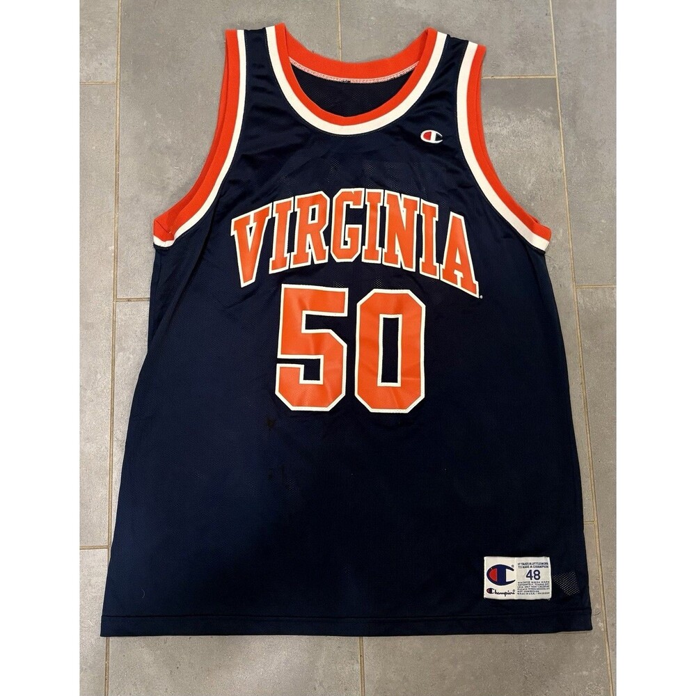 Ralph Sampson Vintage Champion Virginia Rare #50 Basketball Jersey (Size L)